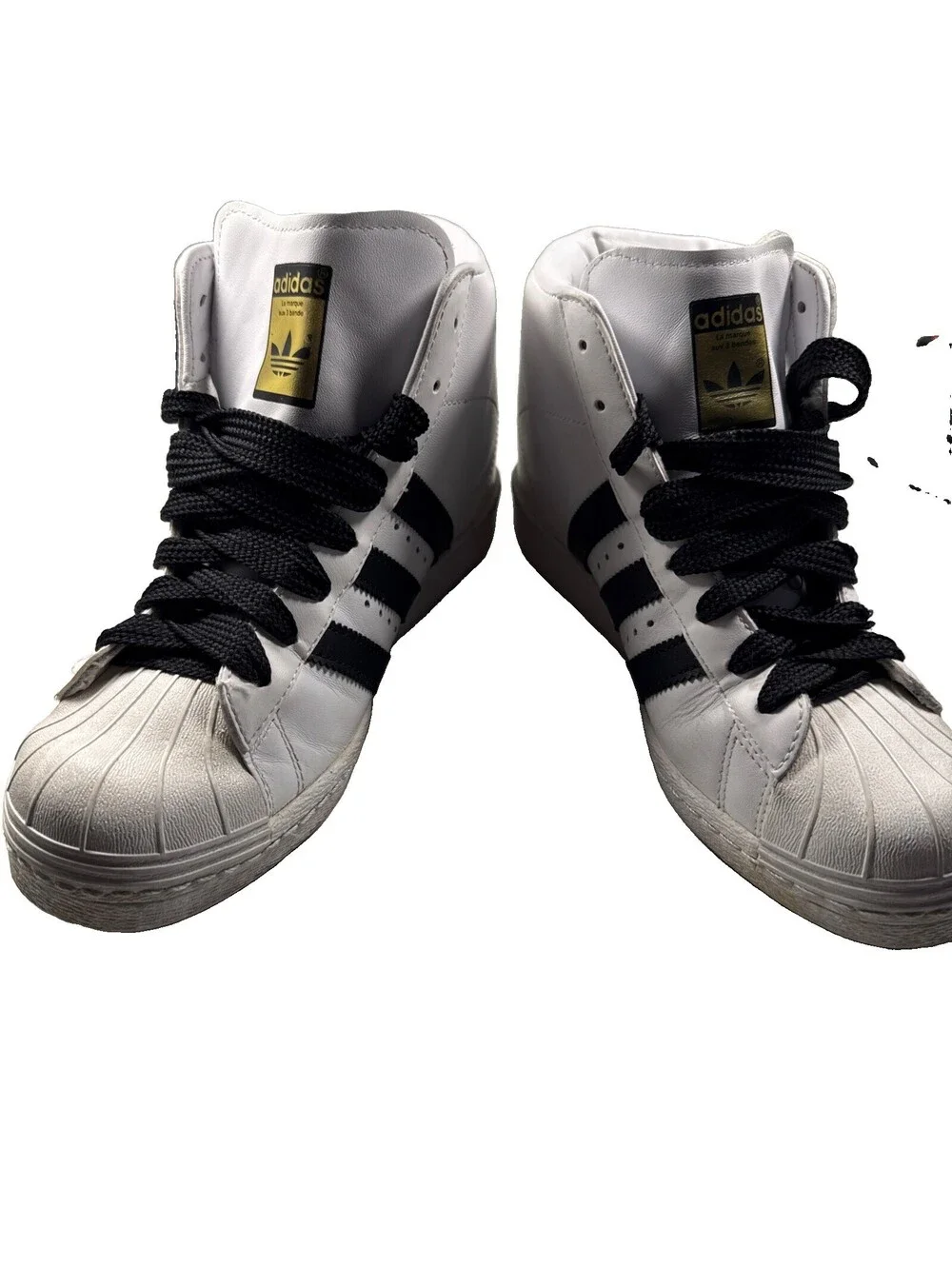 Men’s Adidas Original Pro Model White/Black/Gold Size: US 9 Pre Owned Art M1913
